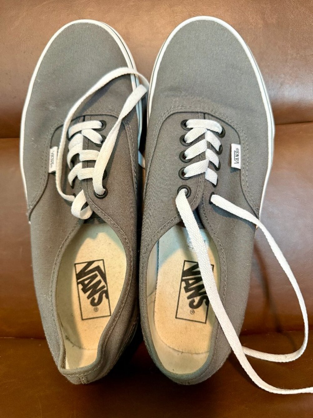 Vans Authentic grey canvas sneakers with white laces, Men's size 9